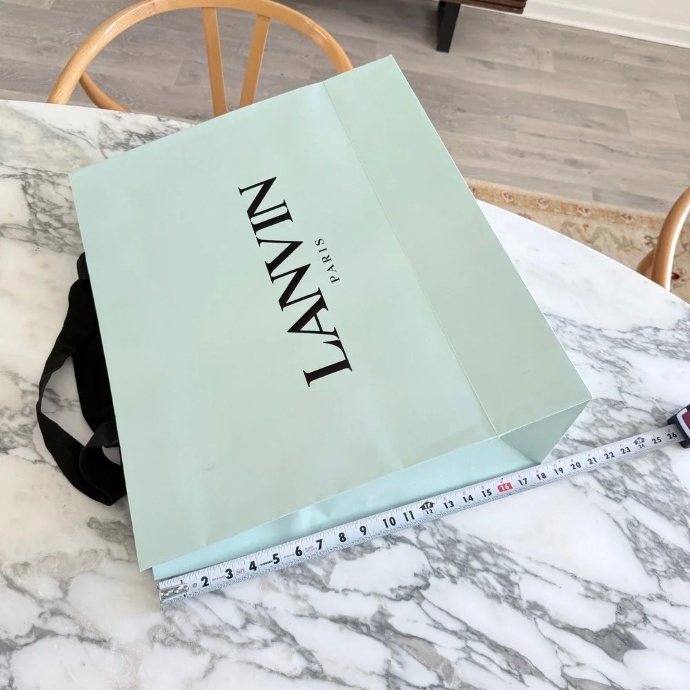 Lanvin Paris Large Light Blue Paper Shopping Bag Black Grosgrain‎ Handles Luxury